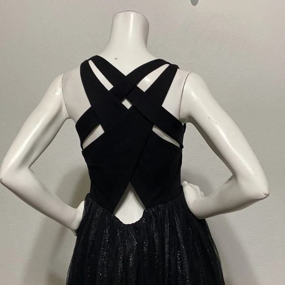 Greylin Black & Metallic Tulle/Mesh Cocktail Dress Size M - Picture 4 of 12